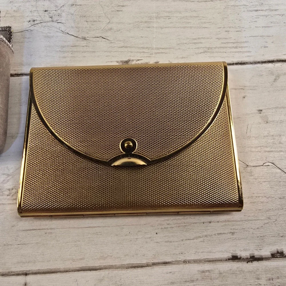 Vintage 1950s Coty Golden Envelope Loose Powder Vanity Compact